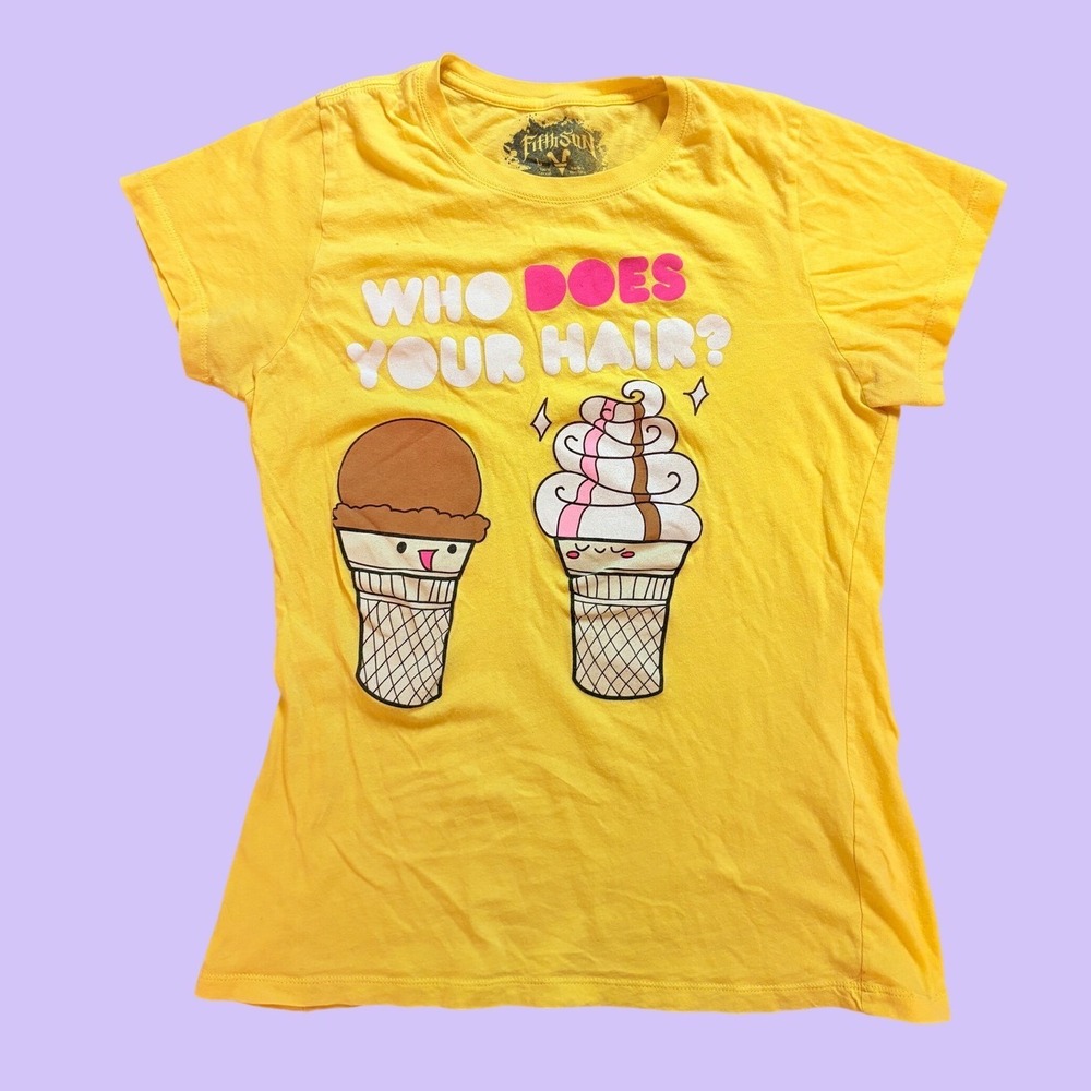 Y2K Fifth Sun Who Does Your Hair Ice Cream Graphic Tee Scene #19